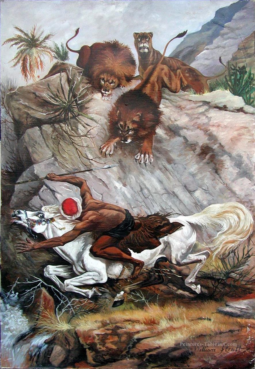 Scène de chasse William Firutt Arabes Peintures à l'huile